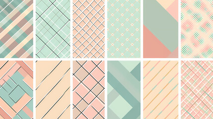 Plaid pattern seamless ornate set pastel color vector image