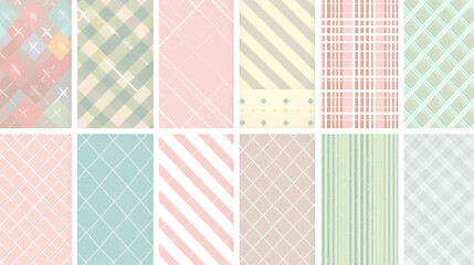 Plaid pattern seamless ornate set pastel color vector image
