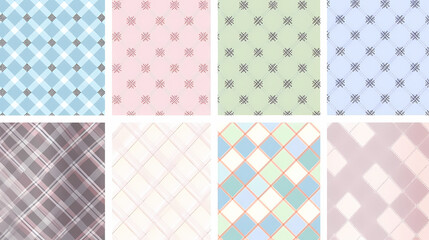 Plaid pattern seamless ornate set pastel color vector image
