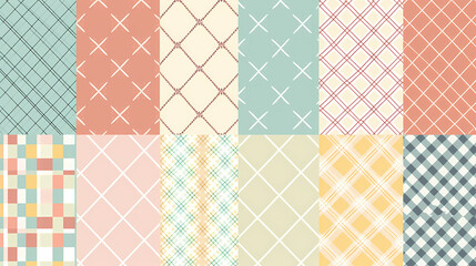 Plaid pattern seamless ornate set pastel color vector image