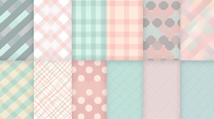 Plaid pattern seamless ornate set pastel color vector image