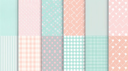Plaid pattern seamless ornate set pastel color vector image