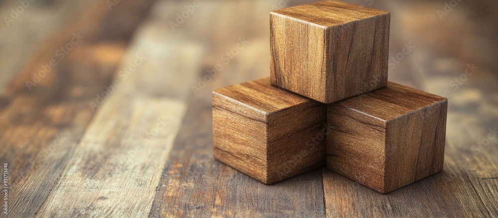 Poster wooden blocks with copy space and a business theme
