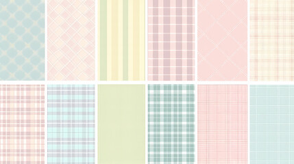 Plaid pattern seamless ornate set pastel color vector image