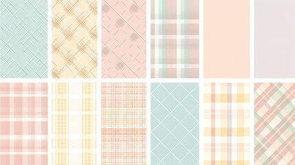 Plaid pattern seamless ornate set pastel color vector image