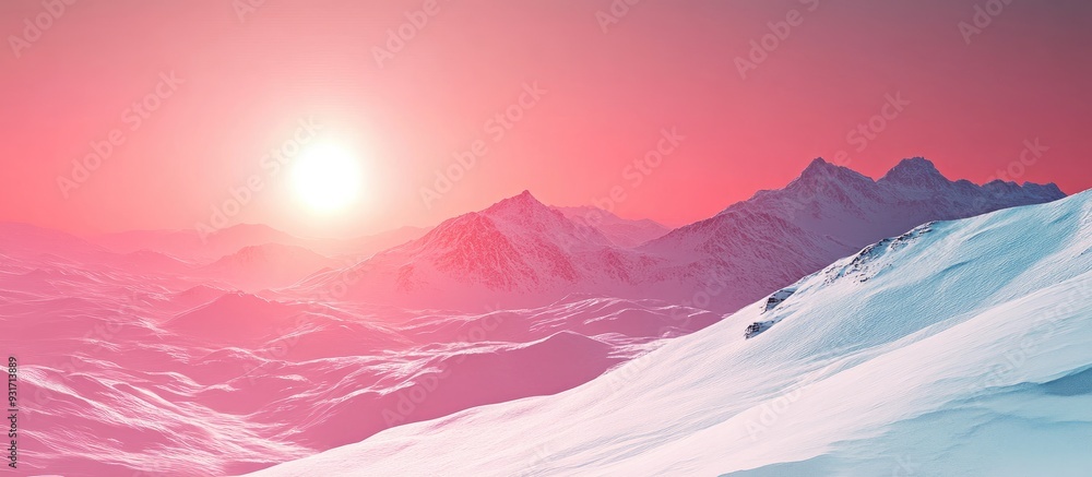 Aufkleber crimson winter sun at its peak clear sky naturally vibrant cool colors. with copy space image. place