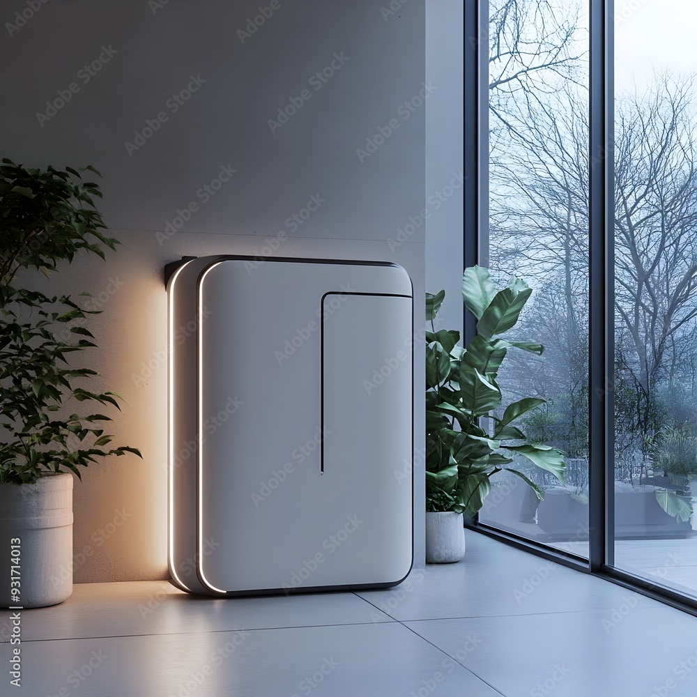 Poster sleek and functional minimalist smart device in modern tranquil interior setting