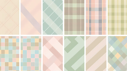 Plaid pattern seamless ornate set pastel color vector image