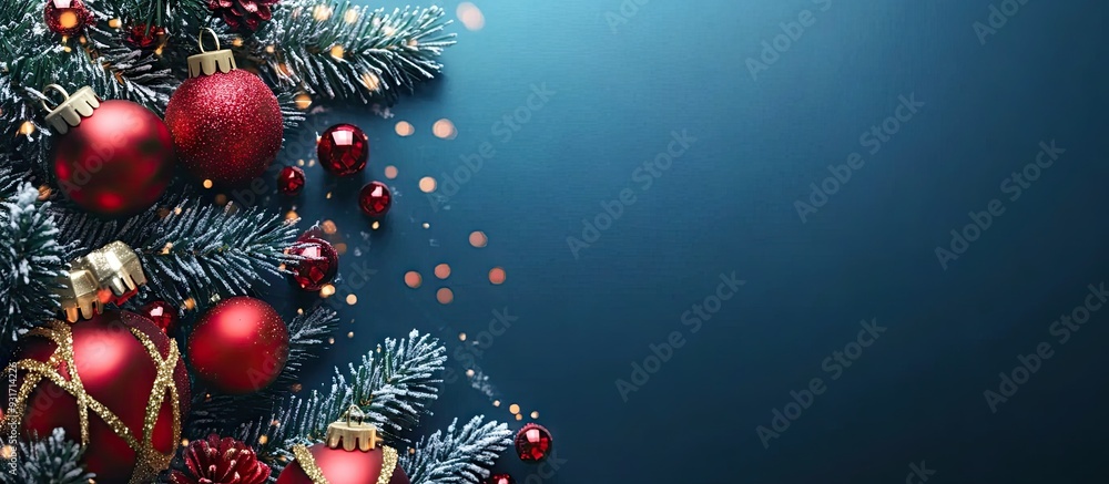 Poster Christmas decorations Area for text Concept of Christmas and New Year. with copy space image. Place for adding text or design