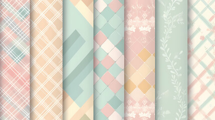 Plaid pattern seamless ornate set pastel color vector image