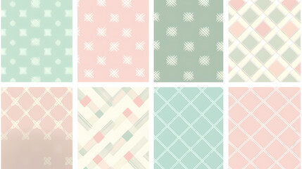 Plaid pattern seamless ornate set pastel color vector image