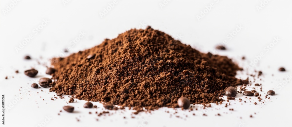 Aufkleber Coffee grounds separated on a white background. with copy space image. Place for adding text or design
