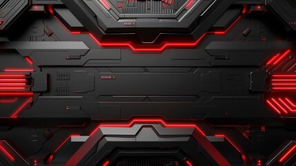 Abstract black and red futuristic tech background.