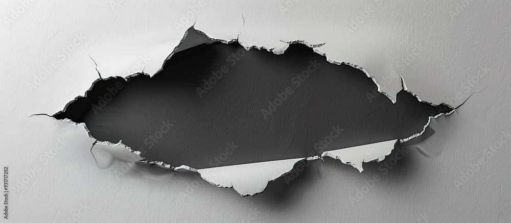 Aufkleber Close up of a paper hole with ragged edges. with copy space image. Place for adding text or design