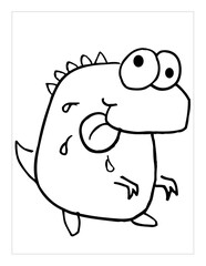 Silly Cute Monster Coloring Book Page Vector Illustration Art