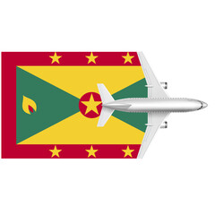 Grenada flag with Plane on png background