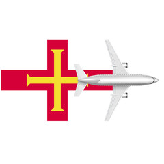 Guernsey  flag with Plane on png background
