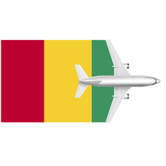 Guinea  flag with Plane on png background