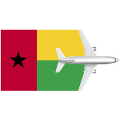 Guinea-Bissau  flag with Plane on png background