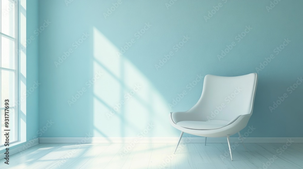 Poster light blue room with a gentle gradient, perfect for creating a tranquil and modern visual setting.