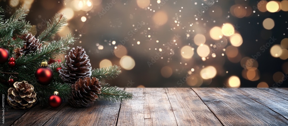 Aufkleber table backdrop and christmas celebration time. with copy space image. place for adding text or desig