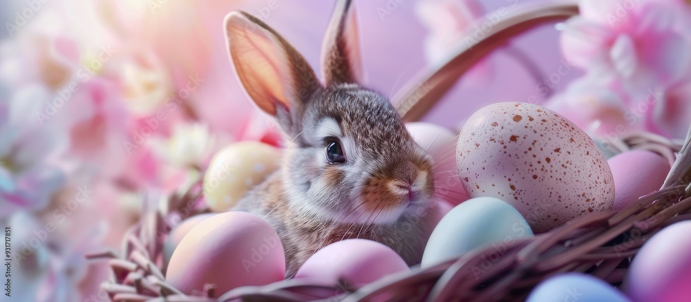 Aufkleber eggs bunny easter copy space for text the simple idea of easter