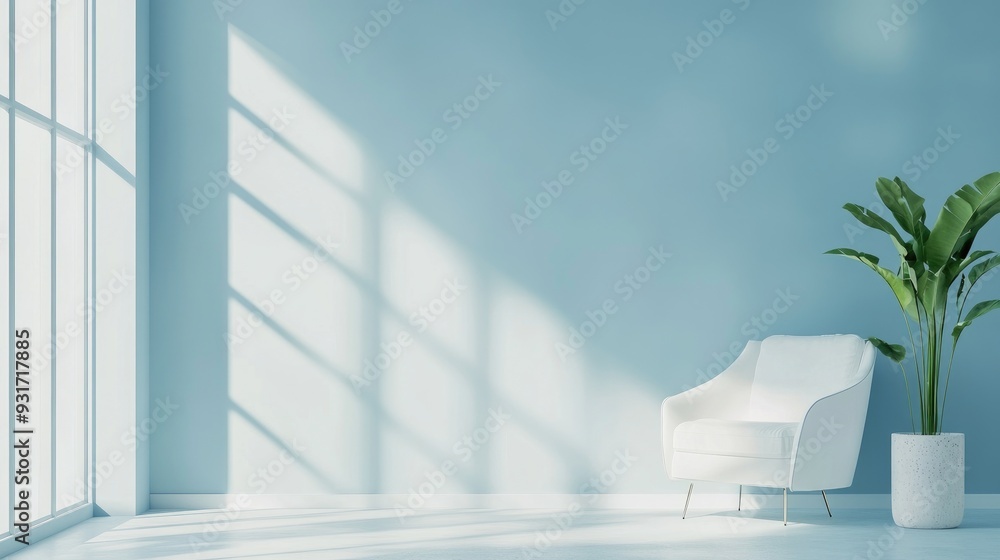 Aufkleber light blue room with a gentle gradient, perfect for creating a tranquil and modern visual setting.