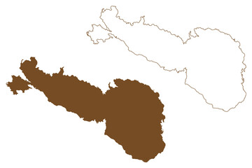 Rennesoy island (Kingdom of Norway) map vector illustration, scribble sketch Rennesoy map