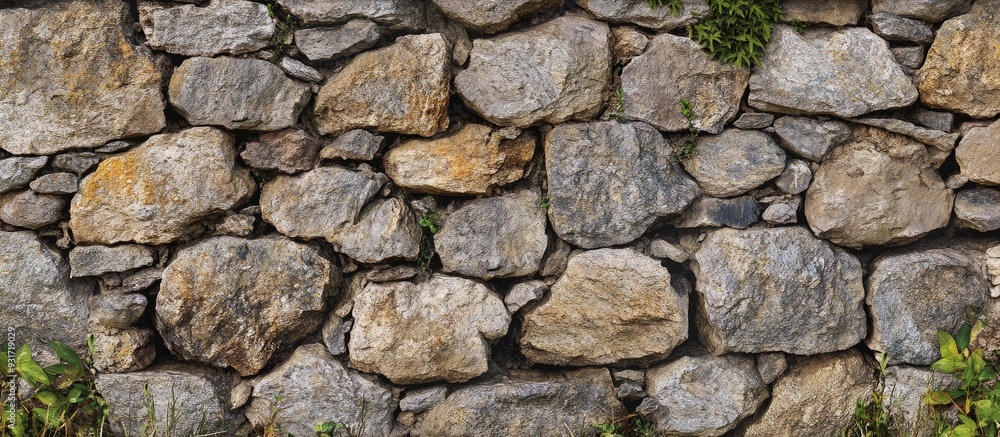 Poster Background designed with a stone wall from a rural structure. with copy space image. Place for adding text or design
