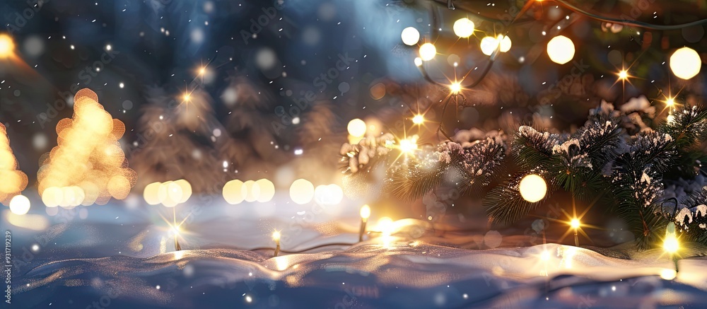 Leinwandbilder sparkling lights of christmas during winter. with copy space image. place for adding text or design