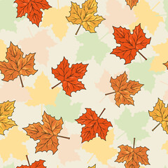 Maple leaves colorful pattern seamless