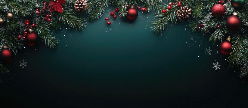 Christmas decoration backdrop Happy New Year Isolated Christmas background Copy space Area for text banner