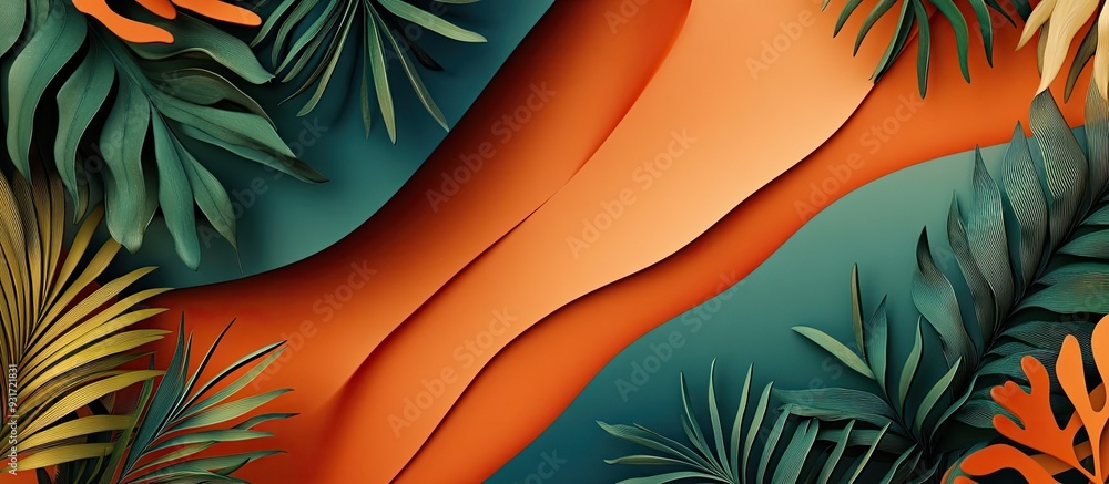 Aufkleber Layers an abstract background concept featuring various colors and plants. with copy space image. Place for adding text or design