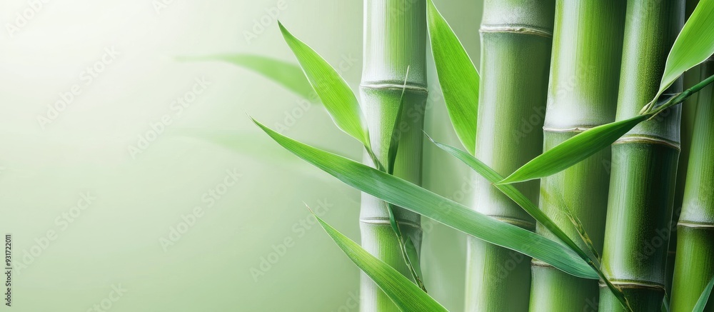Aufkleber bamboo shoots and blades. with copy space image. place for adding text or design