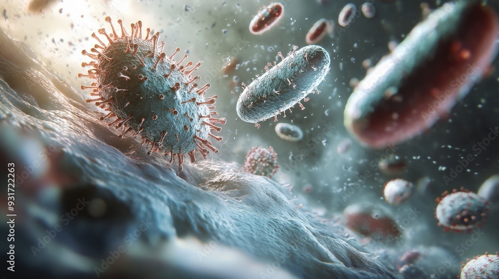 Poster bacteria are being engulfed by other microorganisms, showcasing a dynamic interaction in a microscop