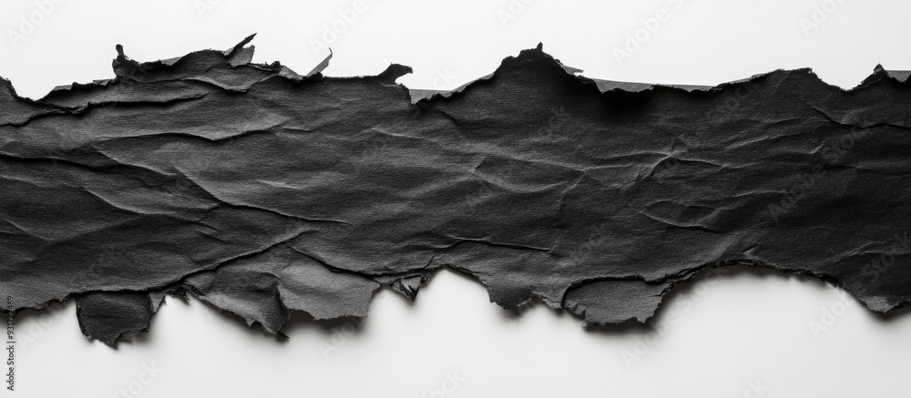 Poster black torn paper set against a white background with copy space