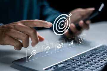Targeting business concept. Strategic planning for business growth and target customer group....