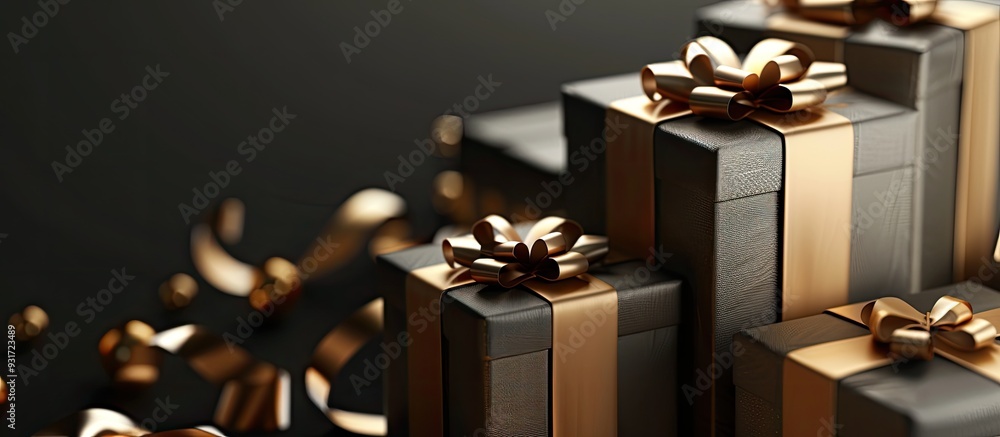 Aufkleber Boxes ribbon and a bow. with copy space image. Place for adding text or design