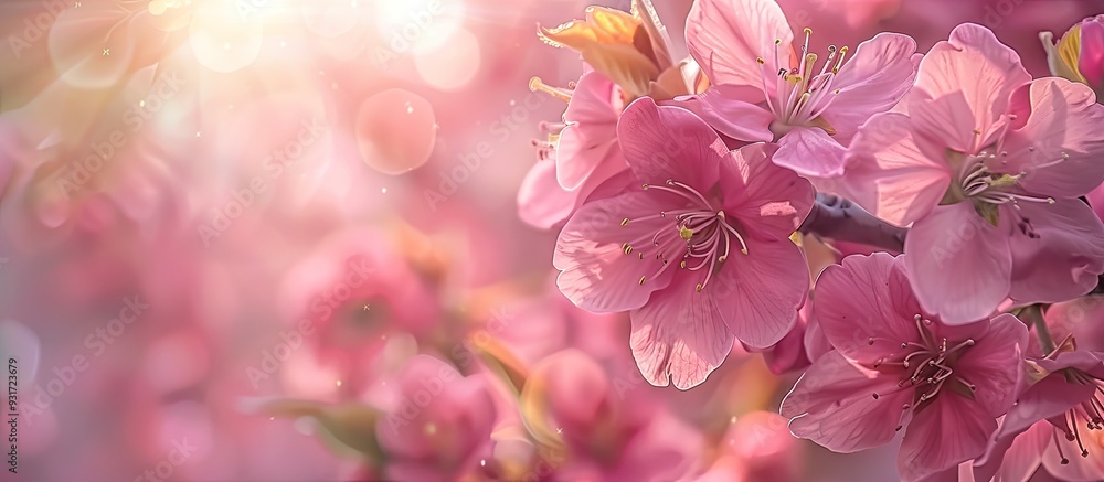 Poster Spring flowers collection lovely cherry blossoms. with copy space image. Place for adding text or design