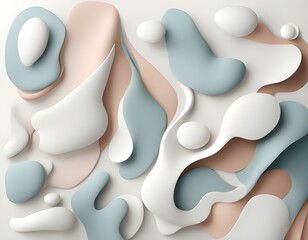 Abstract white with organic shapes Abstract design background with white color and pastel color.
