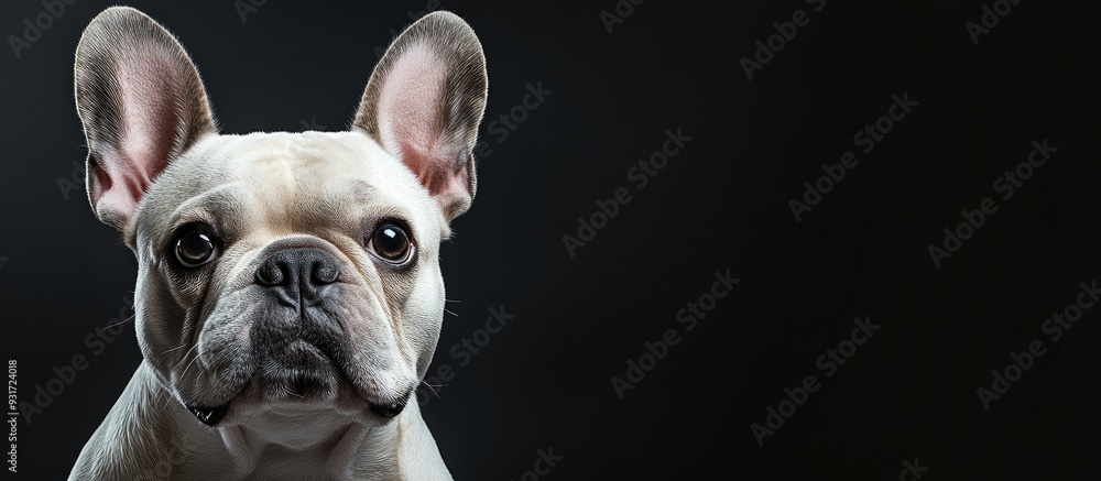 Poster french bulldog with a dark nose. with copy space image. place for adding text or design