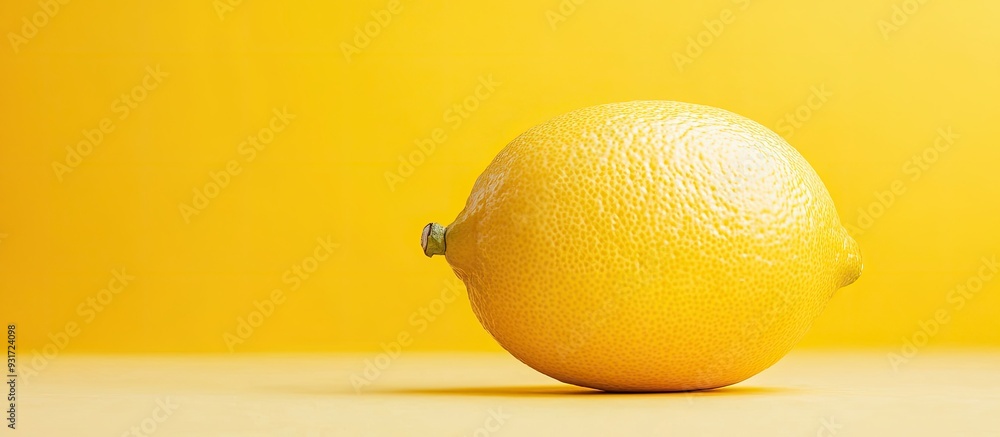 Poster lemon set against a bright yellow background. with copy space image. place for adding text or design
