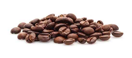 Naklejka premium Coffee beans isolated on a white background with a space for copy