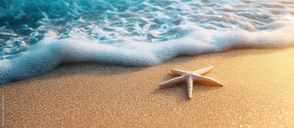 Poster Sand beach summer and vacation concept. with copy space image. Place for adding text or design