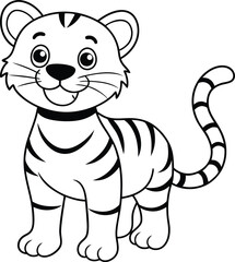 Bring joy to kids with a cute tiger coloring page, featuring easy-to-color black-and-white graphics.
