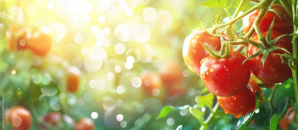 Poster homemade greenhouse featuring ripe tomato and cucumber plants a fresh bunch of red organic tomatoes 