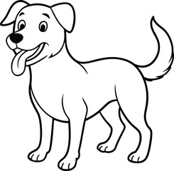 Delightful black and white dog illustration for children to color, bringing a cute puppy to life.

