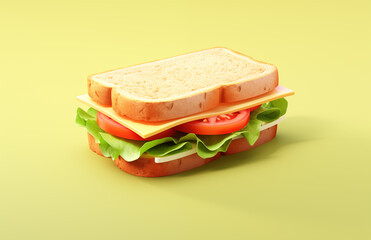 Cartoon 3D delicious sandwich illustration
