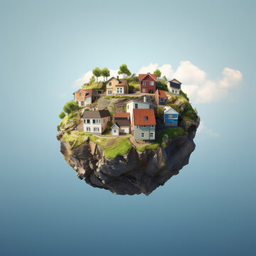 Houses on a tiny planet