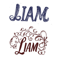 Liam American Name Sketch T-Shirt Print Or Stickers Set